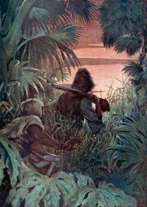 Ilustração para Robinson Crusoe de Daniel Defoe (cor litho)