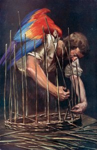 Ilustração para Robinson Crusoe por Daniel Defoe (lito a cores) de Ralph Noel Pocock