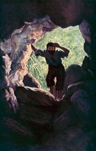 Ilustração para Robinson Crusoe por Daniel Defoe (lito a cores)