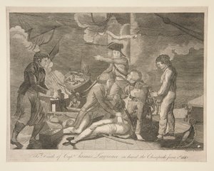 A morte do Capitão James Lawrence a bordo do Chesapeake, 1 de Junho de 1813 de Ralph Rawdon