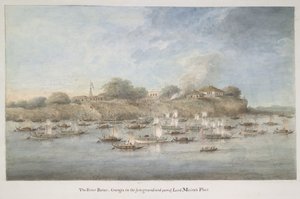 Flotilha de Lord Hastings no rio, com muitos periquitos pinnace