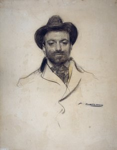 "Retrato do pintor e fotógrafo espanhol Jose Maria Sert (1874-1945) Desenho a carvão de Ramon Casas (1866-1932) 1904 Colecção privada