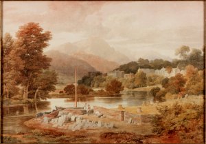 A Slate Wharf, Brathay (lápis e aquarela sobre papel) de Ramsay Richard Reinagle