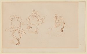 "But While They Were All Thus A Merry-Making", estudo para "A Frog He Would A-Wooing Go", c.1875 (tinta e aguarela sobre papel) de Randolph Caldecott