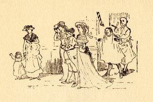 Os espectadores observam John Gilpin passar a galope, 1878, c1918. de Randolph Caldecott