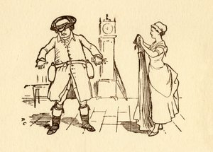 John Gilpin prende garrafas de vinho ao cinto, 1878, c1918. de Randolph Caldecott