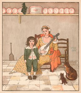 Mestre Bill Primrose se preparando para cantar a história, c1879. de Randolph Caldecott