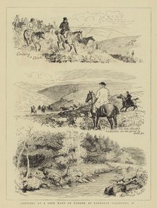 Esboços em uma caçada de cervos em Exmoor