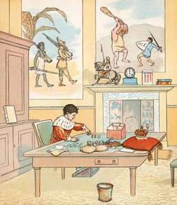 O Rei estava nesta Casa de Contagem (litografia a cores) de Randolph Caldecott