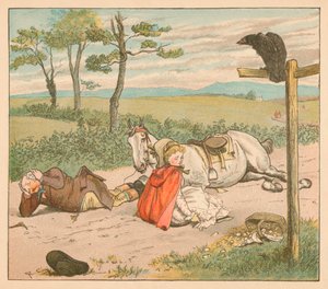 A égua quebrou os joelhos e o fazendeiro sua coroa, c1885, 1934. de Randolph Caldecott