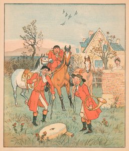 ... a próxima coisa que eles encontraram foi um grindin, grindin grindle-stone ..., 1880. de Randolph Caldecott