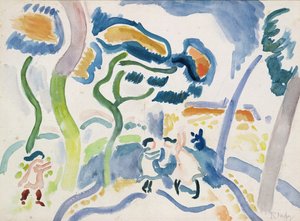 Crianças a brincar (aguarela sobre papel) de Raoul Dufy