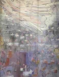 La Fee Electricite, pormenor do lado esquerdo representando cantores de Raoul Dufy