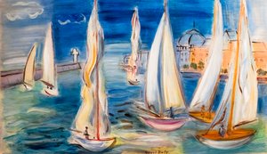 Regata em Deauville, ca. 1946 (óleo sobre madeira) de Raoul Dufy