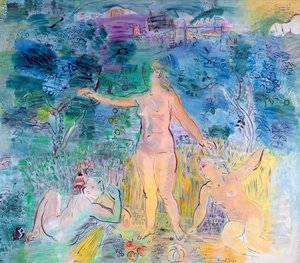 O curso do Sena: De Rouen ao Havre, painel esquerdo de um tríptico (óleo sobre tela) de Raoul Dufy