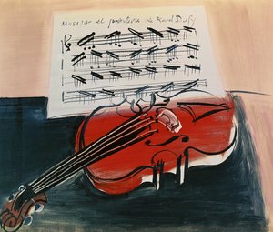 O Violino Vermelho, c.1948 (óleo sobre tela) de Raoul Dufy