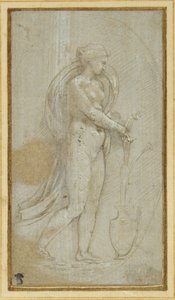 Alegoria da Gramática (ponto metálico e cor branca do corpo sobre papel) de Raphael
