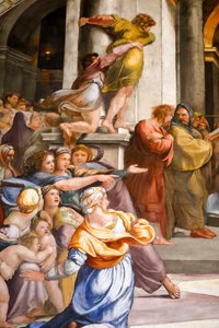 Expulsão de Heliodoro do Templo, detalhe. 1511-1512 (fresco) de Raphael