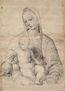 Madonna of the romã, c.1504 (giz cinza-preto) de Raphael