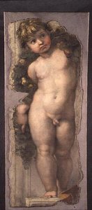 Putto com Festoon (fragmento de afresco) de Raphael