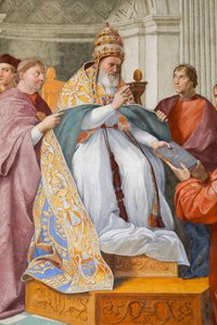 Virtudes teológicas, com Gregório IX representado como Júlio II de Raphael