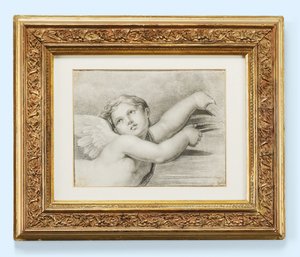 Cabeça de um putto (giz preto no papel) de after Raphael