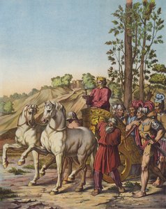 Herodes o Grande torna-se Rei da Judéia como vassalo dos romanos (cor litho) de after Raphael