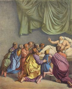 Jacob abençoa os seus filhos (cor litho) de after Raphael