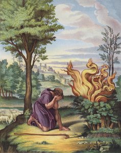Moses and the Burning Bush (cor litho) de after Raphael