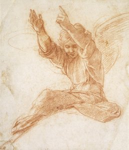 Um anjo (giz vermelho em papel esbranquiçado) de Raphael