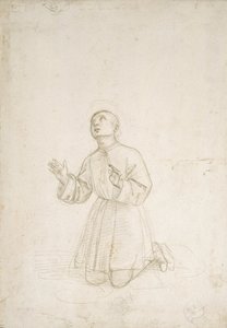 Figura ajoelhado de um Jovem, c.1503 (ponto prateado sobre uma preparação branca) de Raphael