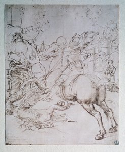 São Jorge e o Dragão - Desenho, c.1505 de Raphael