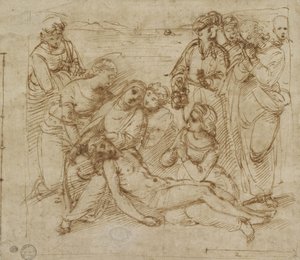 A Lamentação (caneta e tinta marrom em papel branco) de Raphael