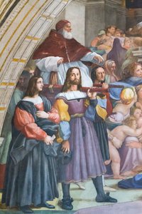 A expulsão de Heliodorus do templo, sala de Heliodorus, detalhe