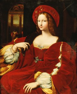 Retrato de Giovanna de Aragão, sentado três quartos, em sua câmara,
