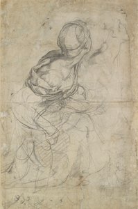 Estudos para duas mulheres ajoelhadas, c1500-1520 de Raphael