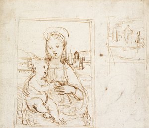 Estudo para um retrato da Virgem com o Menino, c1500-1504 de Raphael