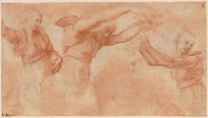 Estudo para os deuses celebrando o casamento de Psique e Cupido, 1518-1519. de Raphael