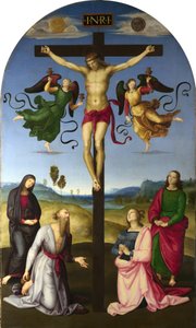 O Cristo Crucificado com a Virgem Maria, Santos e Anjos de Raphael