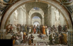 A Escola de Atenas. Fresco na Stanza della Segnatura, ca 1510-1511. de Raphael