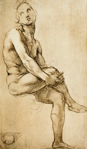 Estudo de uma figura humana, desenho de Rafael, Gabinete de Desenhos e Gravuras, Galeria Uffizi, Florença de Raffaello Sanzio Raphael