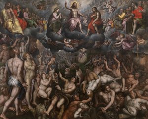 O Juízo Final, c.1588-89 (óleo sobre painel) de Raphael Coxie