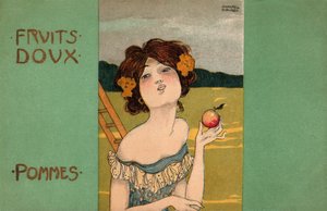 Apanha de maçãs, c.1900 (ilustração) de Raphael Kirchner