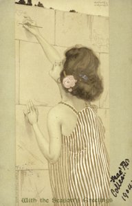 Menina, escrita, parede