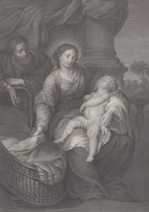 A Sagrada Família, com o Menino Jesus dormindo no colo da Virgem, 1786 de Raphael Morghen