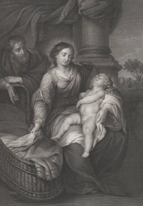 A Sagrada Família, com o Menino Jesus dormindo no colo da Virgem, c. 1778-86 de Raphael Morghen