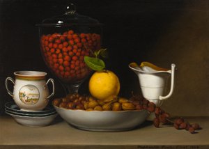 Natureza morta - morangos, nozes, etc. de Raphaelle Peale