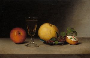 Natureza morta com maçãs, xerez e bolo de chá de Raphaelle Peale