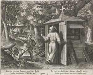 São Bartolomeu como Eremita Eremitas (título da série) Oraculum Anachoreticum (título da série) de Raphaël Sadeler (I)