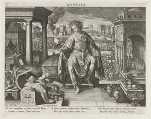 Nuptiae como personificação do casamento
Nvptiae (título sobre o objecto)
Principais ocupações de um príncipe (título da série)
Esquema, seu speculum principum (título da série) de Raphaël Sadeler (I)